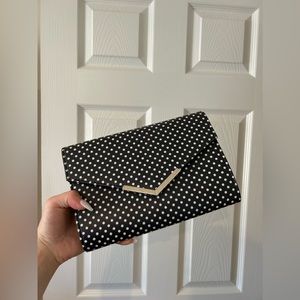 Black polkadot clutch!